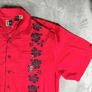 Chiliwear Hawaiian Shirt NC State Wolfpack Logo Red Button Up Short Sleeve Large